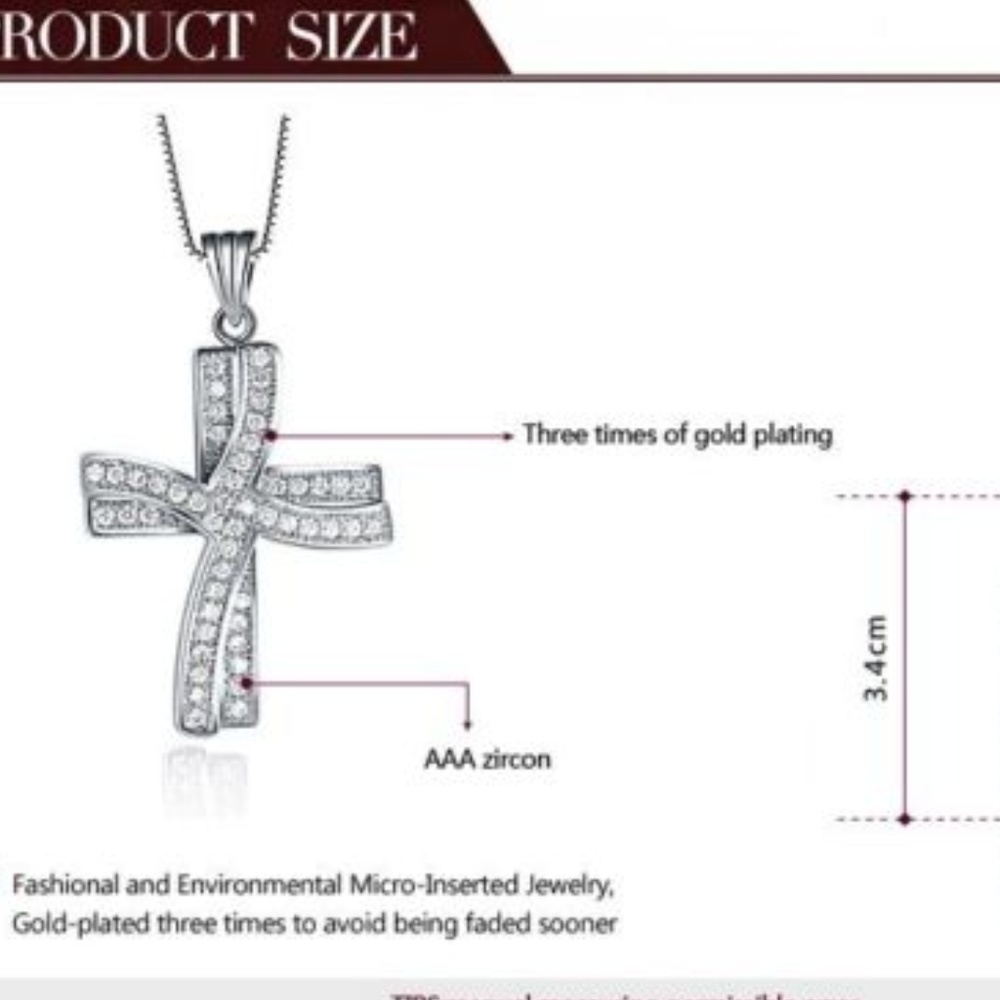 ➰Silver Cross Necklace - Picture 2 of 4